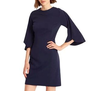 Lauren Ralph Lauren Ruffle Dress Sleeve Blue Stretch Ponte Size 20W